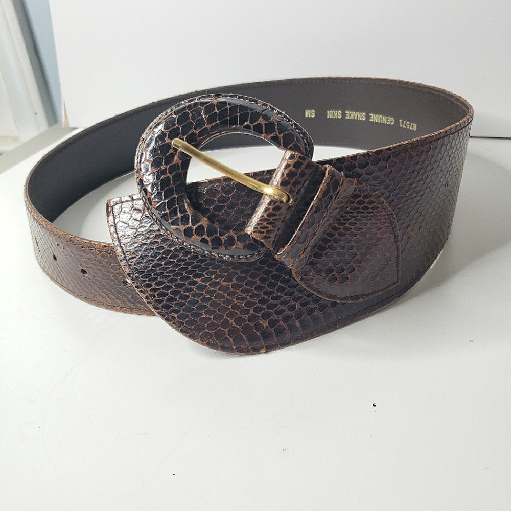 Vintage Statement Belt Snake Skin Curvy Wide Narrow Artsy Neutral Animal Y2K OS